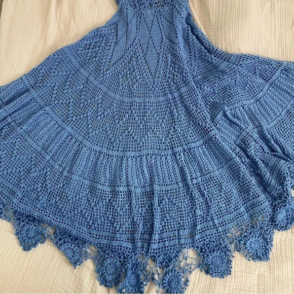 Alix Blue Crotchet Scoop Neck Maxi Dress - Picture 3 of 11